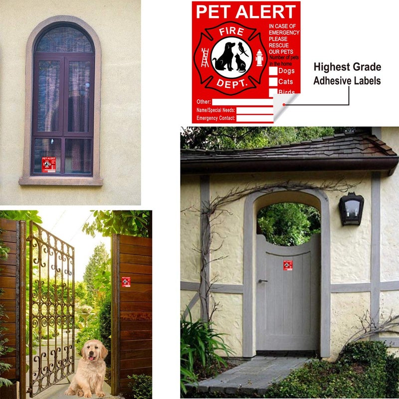 Remarkable Pet Inside Sticker - 8 Pack Pet Alert Safety Fire Rescue Sticker Decal-Save Our Cat/Dog Pets in a Fire Emergency, Firefighters Will See Alert on The Window, Door, or House and Rescue Our Family. - Image 3
